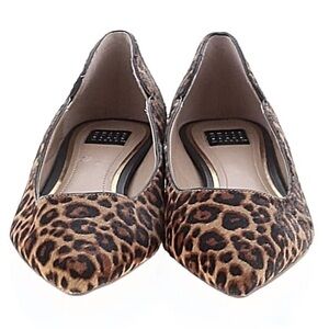 White House Black Market Leopard Print Pointed Toe Gold Heels Flat (See Photos)